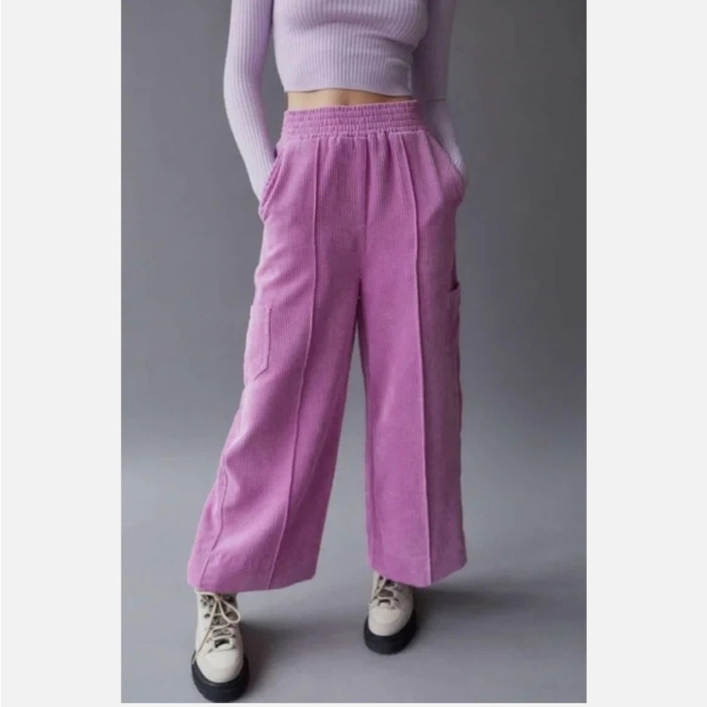 Urban Outfitters Orchid Purple Corduroy Cargo Pants Wideleg High Rise Size Small